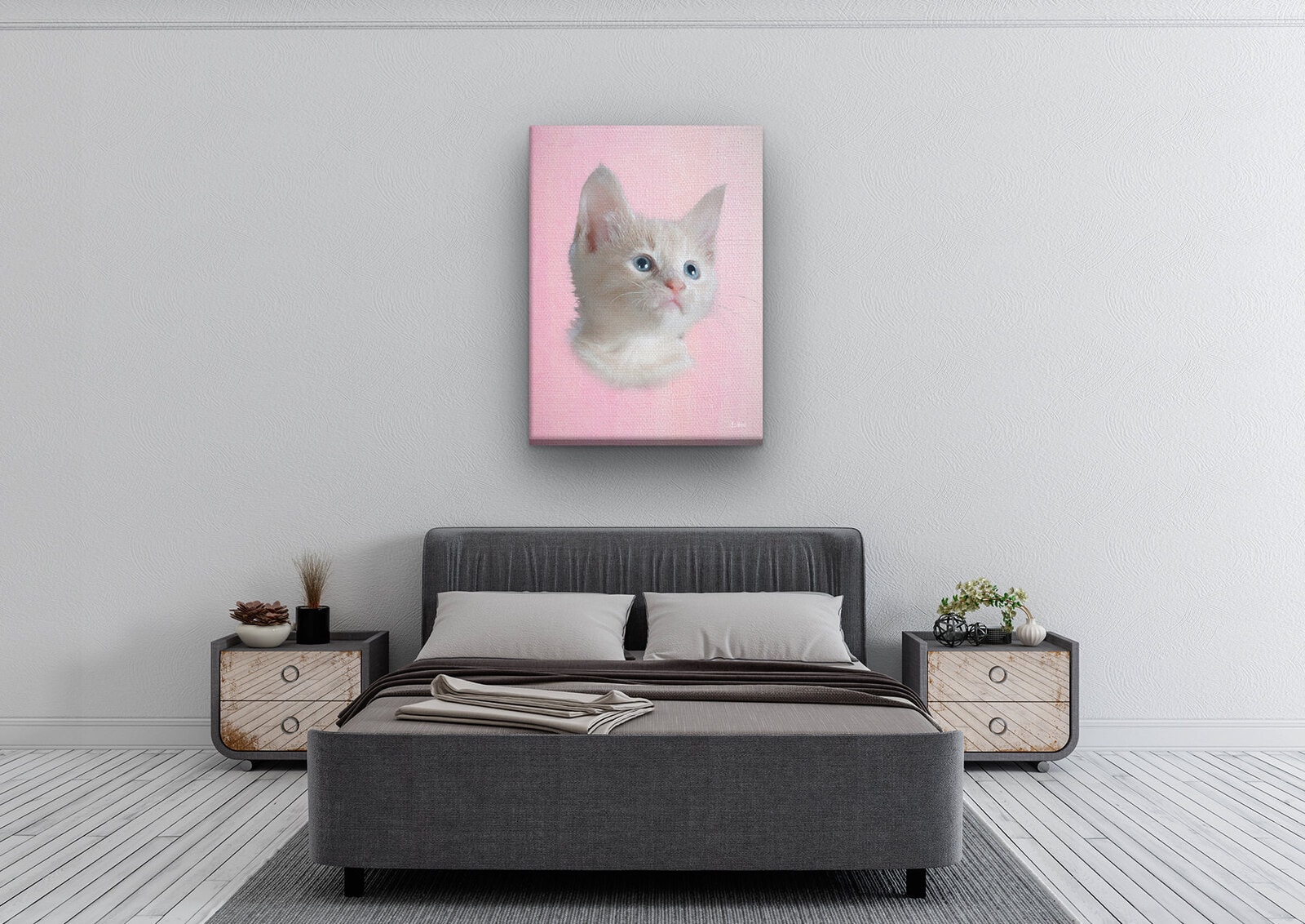 Classic Custom Cat Portrait - Pink pet portrait on canvas from photo 12 Classic Custom Cat Portrait - Pink pet portrait on canvas from photo - Image 10