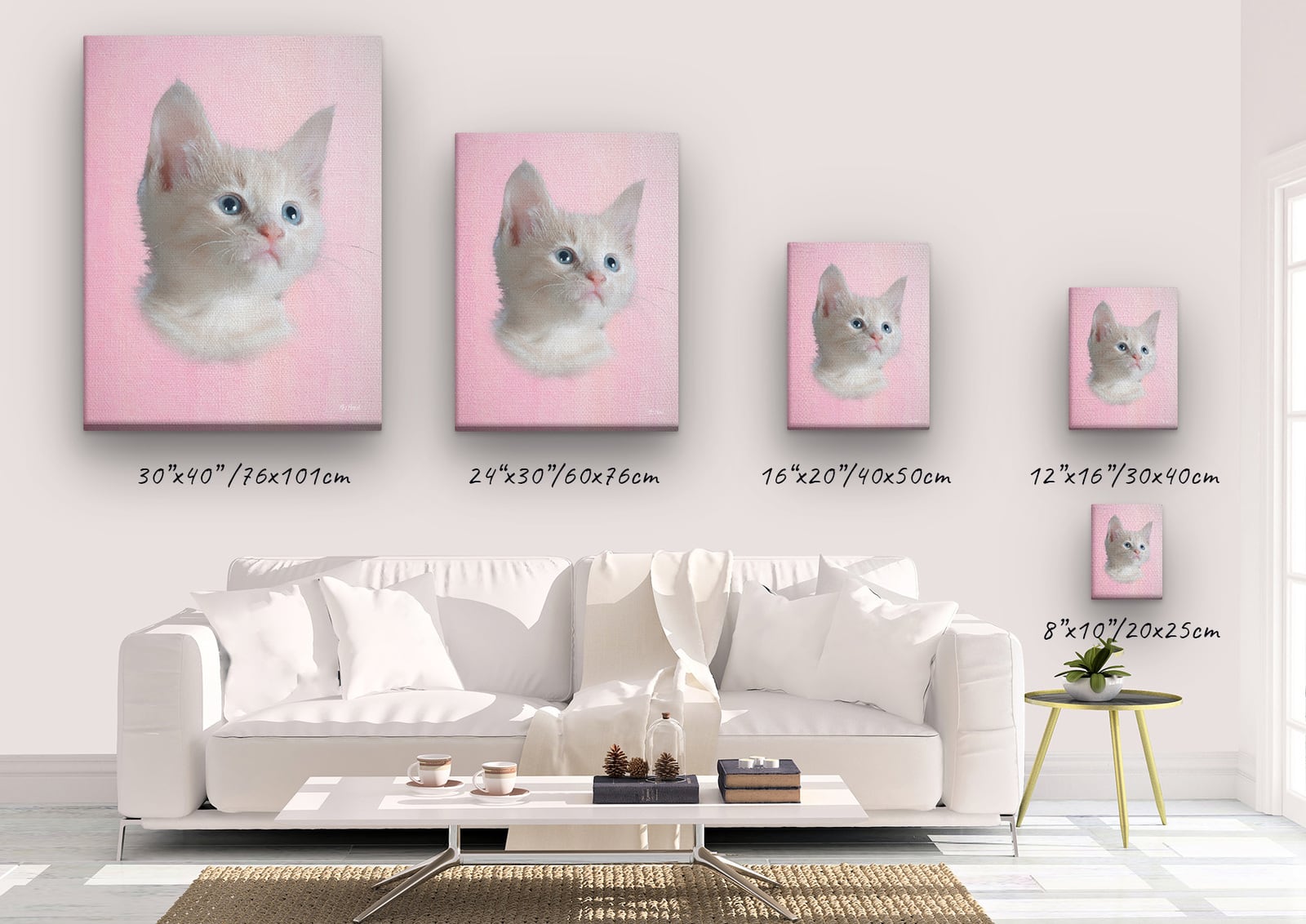 Classic Custom Cat Portrait - Pink pet portrait on canvas from photo 11 Classic Custom Cat Portrait - Pink pet portrait on canvas from photo - Image 9