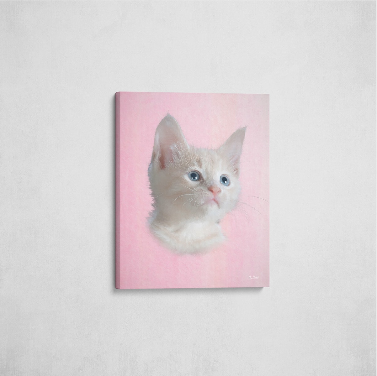Classic Custom Cat Portrait - Pink pet portrait on canvas from photo 9 Classic Custom Cat Portrait - Pink pet portrait on canvas from photo - Image 7