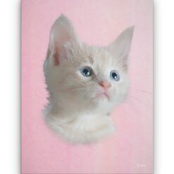 Classic Custom Cat Portrait - Pink pet portrait on canvas from photo 16 classic pet portraits cat pink studio painting front view white