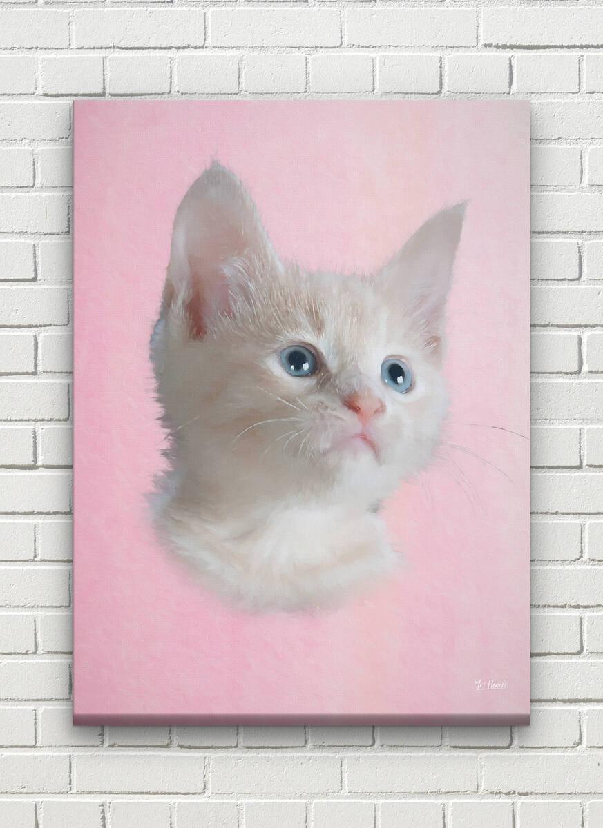 Classic Custom Cat Portrait - Pink pet portrait on canvas from photo 8 Classic Custom Cat Portrait - Pink pet portrait on canvas from photo - Image 6