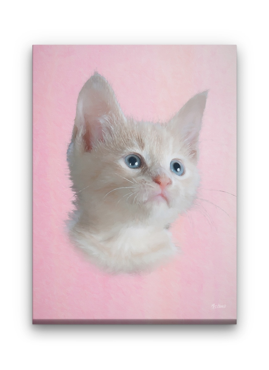 Classic Custom Cat Portrait - Pink pet portrait on canvas from photo 7 Classic Custom Cat Portrait - Pink pet portrait on canvas from photo - Image 5