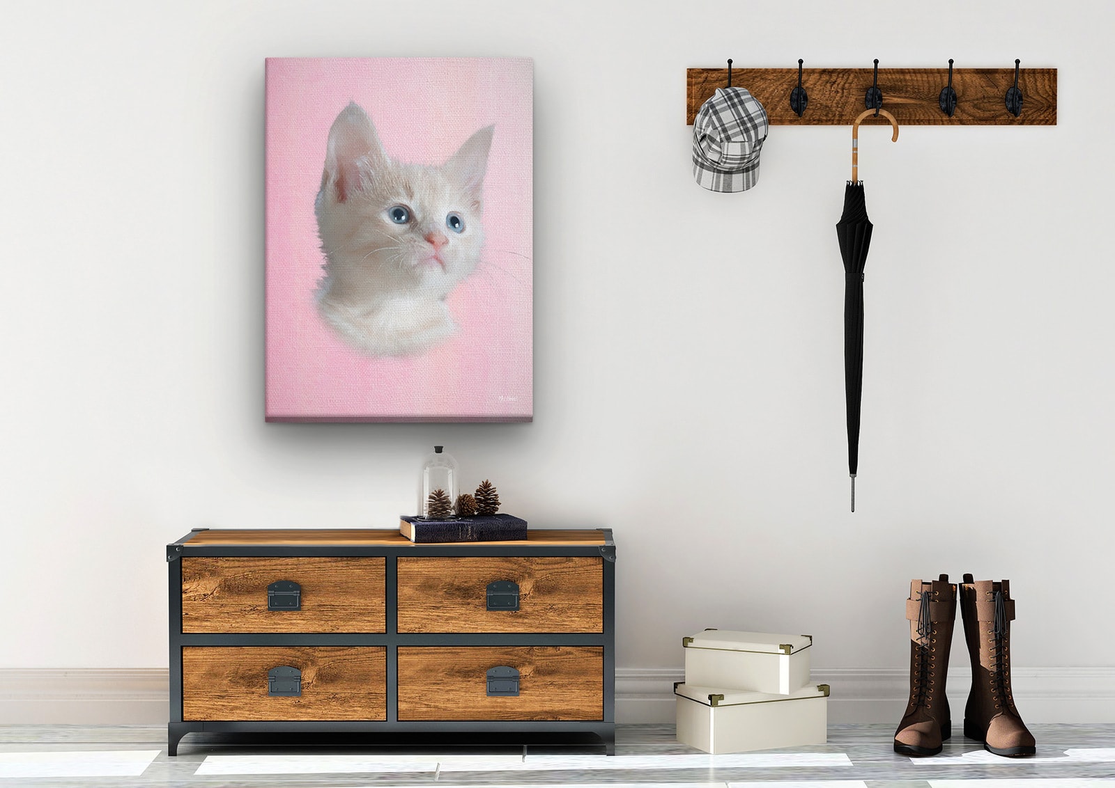 Classic Custom Cat Portrait - Pink pet portrait on canvas from photo 6 Classic Custom Cat Portrait - Pink pet portrait on canvas from photo - Image 4