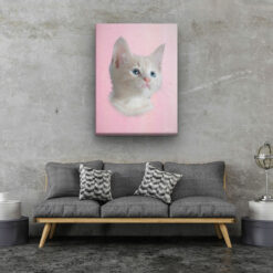 Classic Custom Cat Portrait - Pink pet portrait on canvas from photo 14 classic pet portraits cat pink studio painting living room