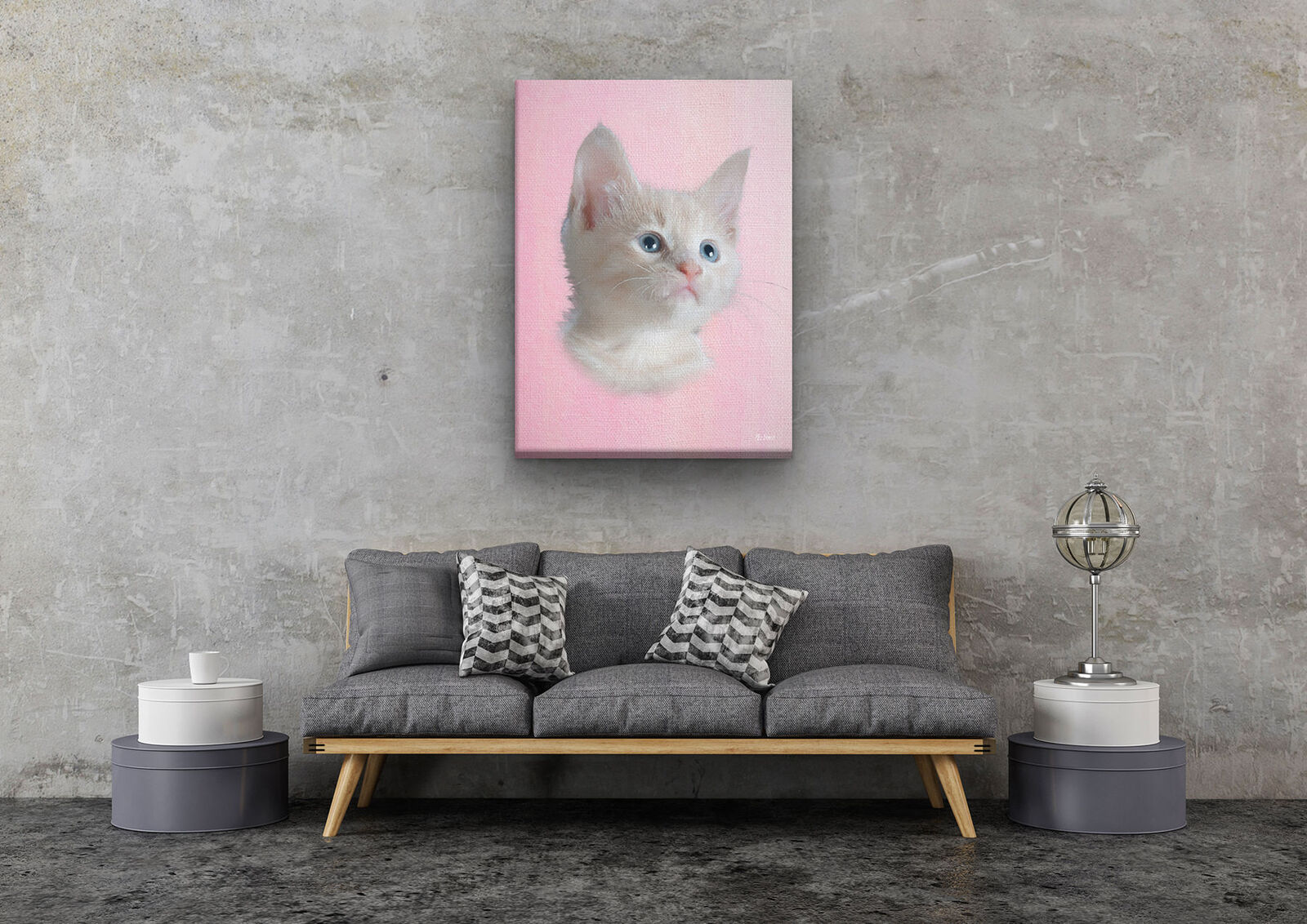 Classic Custom Cat Portrait - Pink pet portrait on canvas from photo 5 Classic Custom Cat Portrait - Pink pet portrait on canvas from photo - Image 3