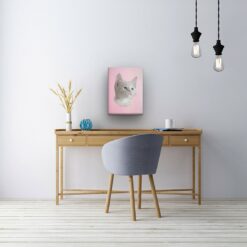 Classic Custom Cat Portrait - Pink pet portrait on canvas from photo 13 classic pet portraits cat pink studio painting office