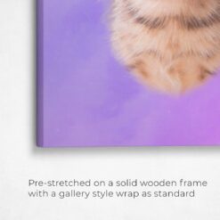 Classic Custom Cat Portrait - Purple pet portrait on canvas from photo 21 classic pet portraits cat purple studio painting front view angled close up wall