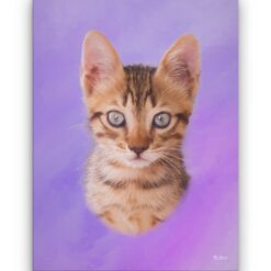 Classic Custom Cat Portrait -  Purple pet portrait on canvas from photo