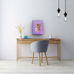 Classic Custom Cat Portrait - Purple pet portrait on canvas from photo 15 classic pet portraits cat purple studio painting office