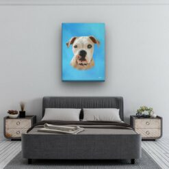 Classic Custom Dog Portrait - Blue pet portrait on canvas from photo 21 classic pet portraits dog blue studio painting bedroom