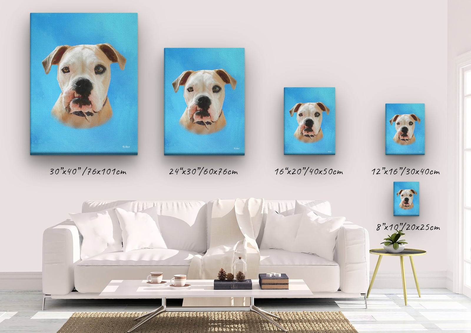 Classic Custom Dog Portrait - Blue pet portrait on canvas from photo 11 Classic Custom Dog Portrait - Blue pet portrait on canvas from photo - Image 9