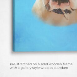 Classic Custom Dog Portrait - Blue pet portrait on canvas from photo 19 classic pet portraits dog blue studio painting front view angled close up wall