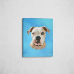 Classic Custom Dog Portrait - Blue pet portrait on canvas from photo 18 classic pet portraits dog blue studio painting front view angled wall