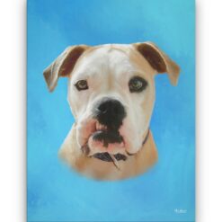 Classic Custom Dog Portrait - Blue pet portrait on canvas from photo 16 classic pet portraits dog blue studio painting front view white