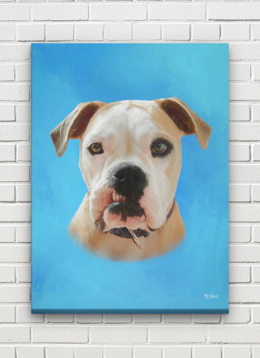 Classic Custom Dog Portrait - Blue pet portrait on canvas from photo 8 Classic Custom Dog Portrait - Blue pet portrait on canvas from photo - Image 6