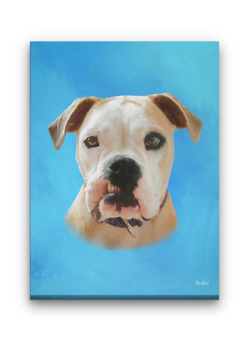 Classic Custom Dog Portrait - Blue pet portrait on canvas from photo 7 Classic Custom Dog Portrait - Blue pet portrait on canvas from photo - Image 5