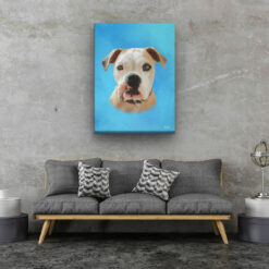 Classic Custom Dog Portrait - Blue pet portrait on canvas from photo 14 classic pet portraits dog blue studio painting living room