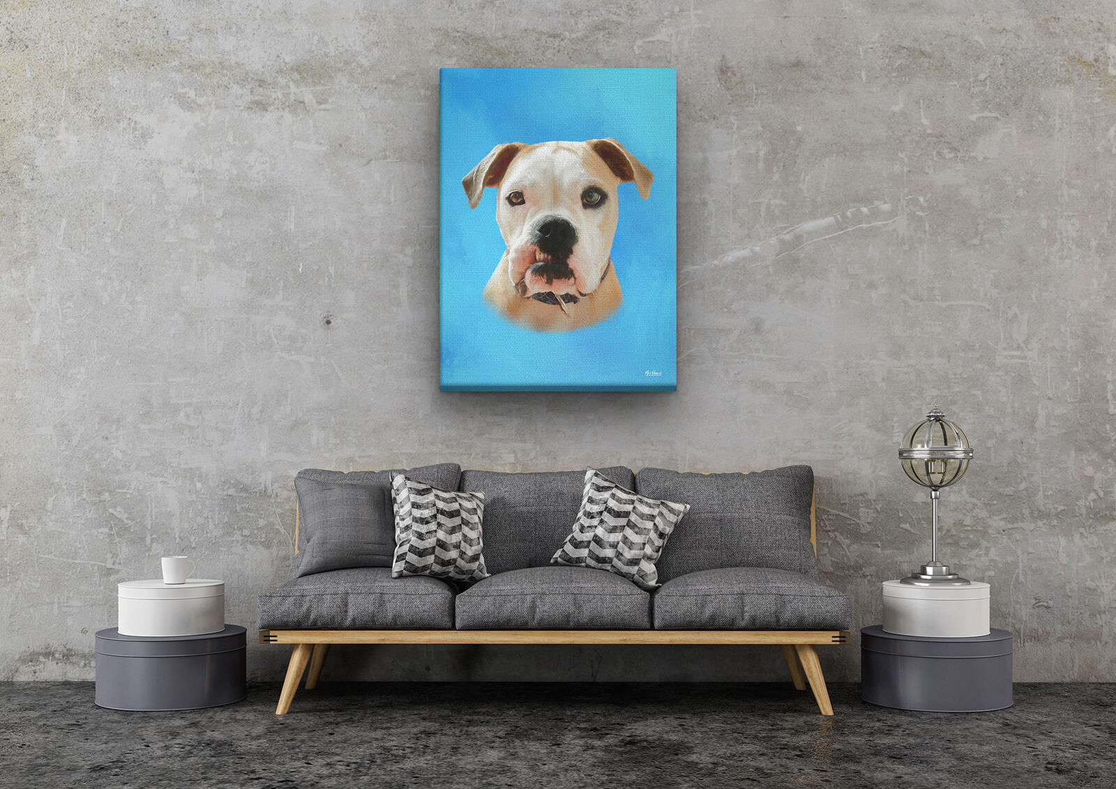 Classic Custom Dog Portrait - Blue pet portrait on canvas from photo 5 Classic Custom Dog Portrait - Blue pet portrait on canvas from photo - Image 3