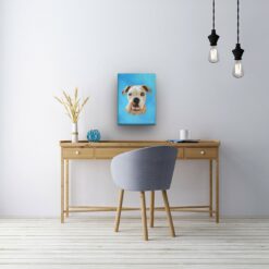 Classic Custom Dog Portrait - Blue pet portrait on canvas from photo 13 classic pet portraits dog blue studio painting office