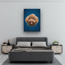 Classic Custom Dog Portrait - Dark Blue pet portrait on canvas from photo 20 classic pet portraits dog dark blue studio painting bedroom