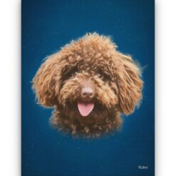 Classic Custom Dog Portrait - Dark Blue pet portrait on canvas from photo 15 classic pet portraits dog dark blue studio painting front view white