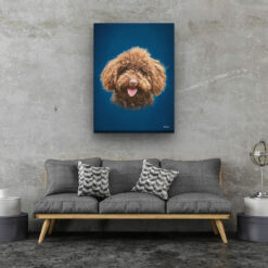 Classic Custom Dog Portrait - Dark Blue pet portrait on canvas from photo 13 classic pet portraits dog dark blue studio painting living room
