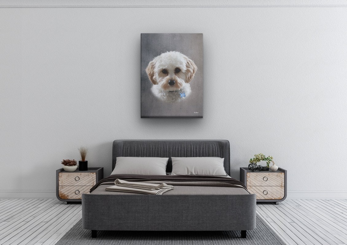 classic pet portraits dog grey studio painting bedroom