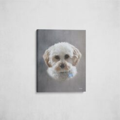 classic pet portraits dog grey studio painting front view angled wall
