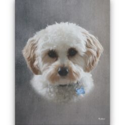 classic pet portraits dog grey studio painting front view white