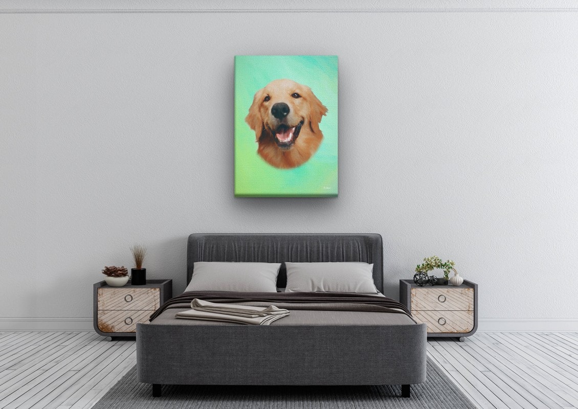 Classic Custom Dog Portrait - Lagoon pet portrait on canvas from photo 24 classic pet portraits dog lagoon studio painting bedroom