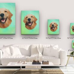 Classic Custom Dog Portrait - Lagoon pet portrait on canvas from photo 20 classic pet portraits dog lagoon studio painting canvas size comparison
