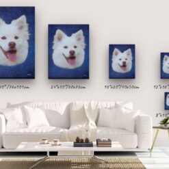 Classic Custom Dog Portrait - Night Sky pet portrait on canvas from photo 20 classic pet portraits dog night sky studio painting canvas size comparison