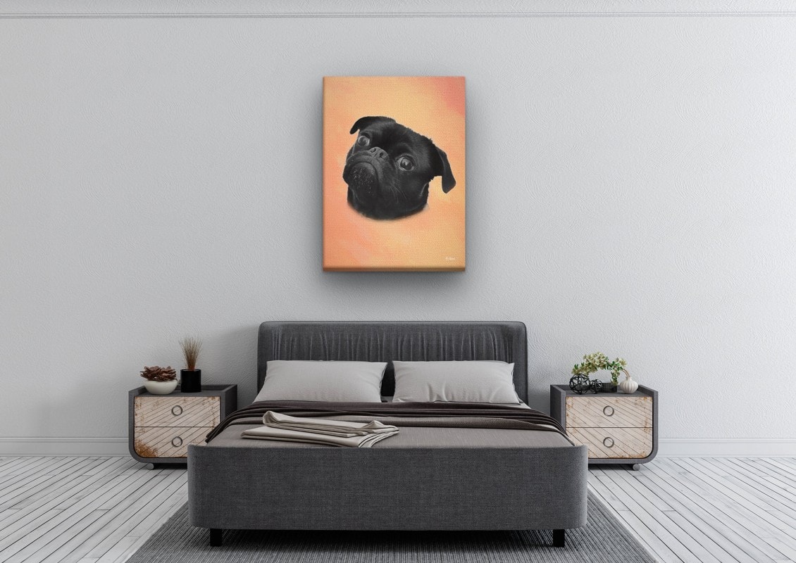 classic pet portraits dog peach studio painting bedroom