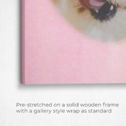 Classic Custom Dog Portrait - Pink pet portrait on canvas from photo 19 classic pet portraits dog pink studio painting front view angled close up wall