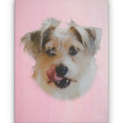 Classic Custom Dog Portrait - Pink pet portrait on canvas from photo 16 classic pet portraits dog pink studio painting front view white