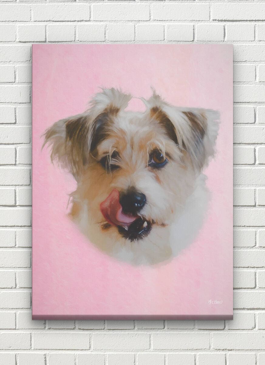 Classic Custom Dog Portrait - Pink pet portrait on canvas from photo 8 Classic Custom Dog Portrait - Pink pet portrait on canvas from photo - Image 6