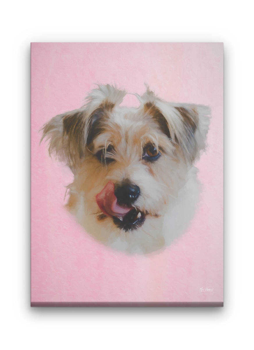 Classic Custom Dog Portrait - Pink pet portrait on canvas from photo 7 Classic Custom Dog Portrait - Pink pet portrait on canvas from photo - Image 5