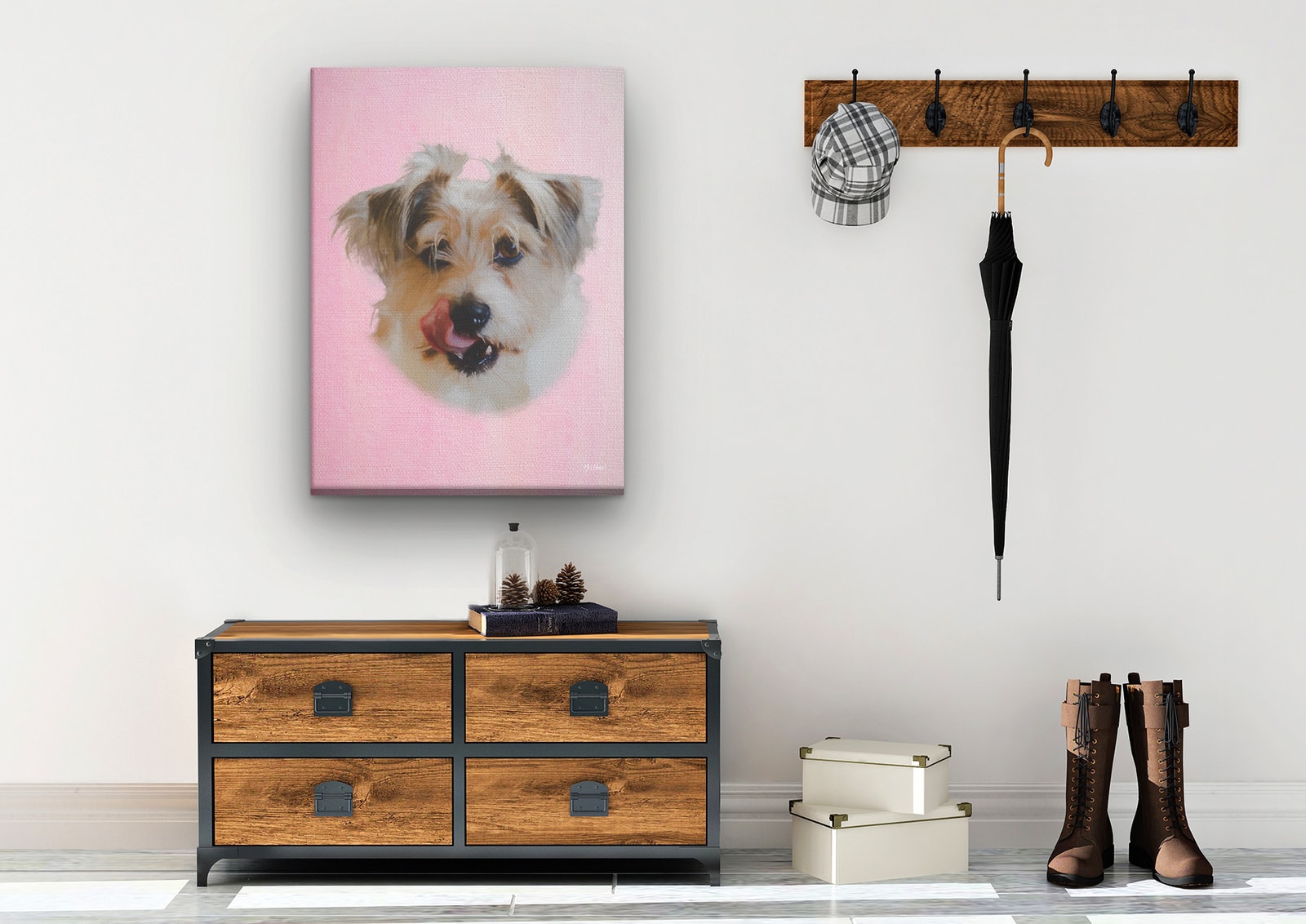 Classic Custom Dog Portrait - Pink pet portrait on canvas from photo 6 Classic Custom Dog Portrait - Pink pet portrait on canvas from photo - Image 4