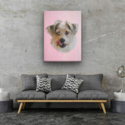 Classic Custom Dog Portrait - Pink pet portrait on canvas from photo 14 classic pet portraits dog pink studio painting living room