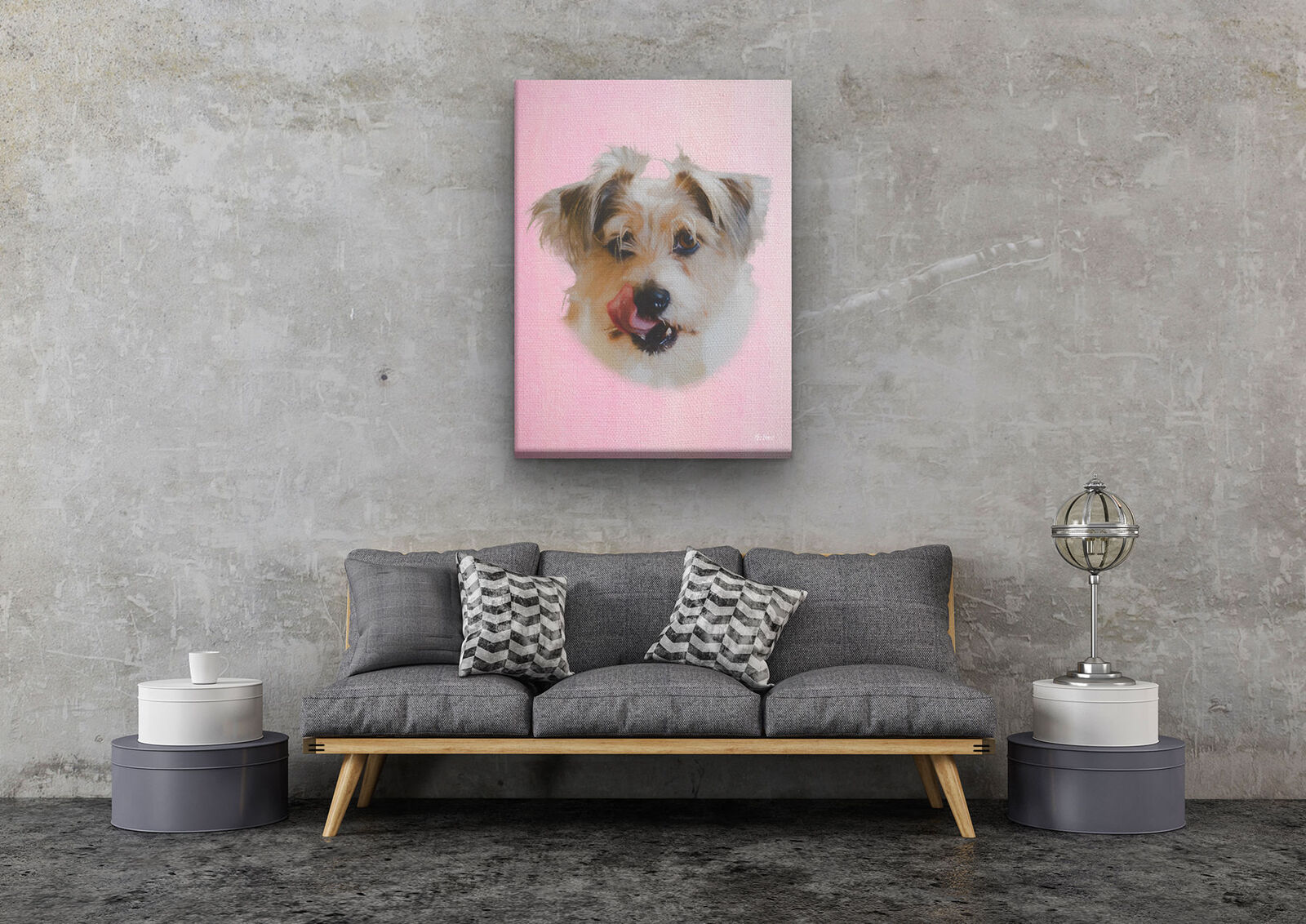 Classic Custom Dog Portrait - Pink pet portrait on canvas from photo 5 Classic Custom Dog Portrait - Pink pet portrait on canvas from photo - Image 3