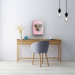 Classic Custom Dog Portrait - Pink pet portrait on canvas from photo 13 classic pet portraits dog pink studio painting office