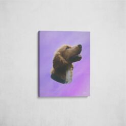 classic pet portraits dog purple studio painting front view angled wall