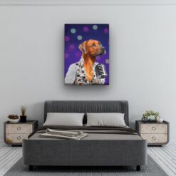 Elvis Style Custom Dog Portrait - Music icon pet portrait on canvas from photo 22 elvis dog portrait bedroom