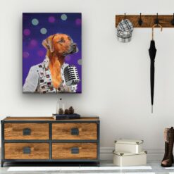 Elvis Style Custom Dog Portrait - Music icon pet portrait on canvas from photo 16 elvis dog portrait hall