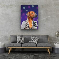 Elvis Style Custom Dog Portrait - Music icon pet portrait on canvas from photo 15 elvis dog portrait living room
