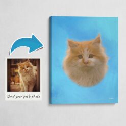 Classic Custom Cat Portrait -  Blue pet portrait on canvas from photo