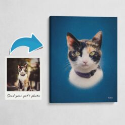 photo to classic cat portrait canvas dark blue