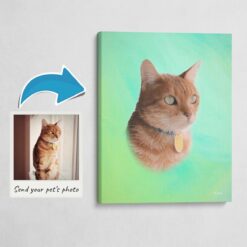 Classic Custom Cat Portrait -  Lagoon pet portrait on canvas from photo