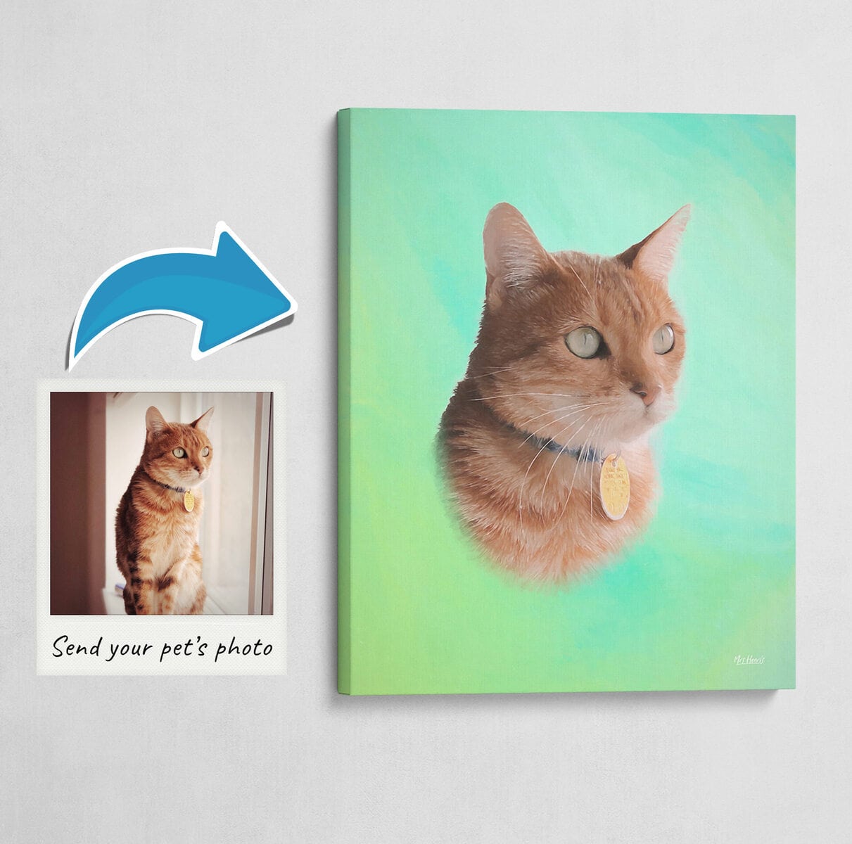 Classic Custom Cat Portrait - Lagoon pet portrait on canvas from photo 3 Classic Custom Cat Portrait - Lagoon pet portrait on canvas from photo