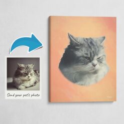 Classic Custom Cat Portrait -  Peach pet portrait on canvas from photo